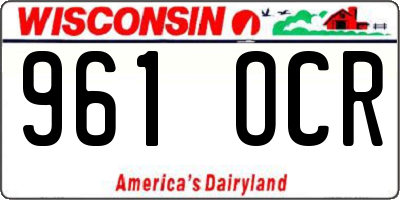WI license plate 961OCR