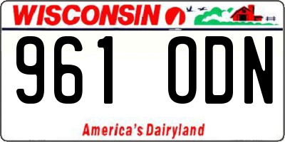 WI license plate 961ODN