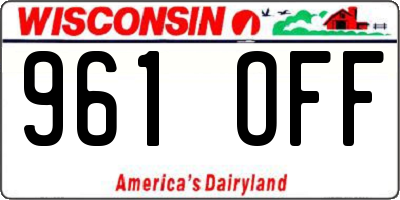 WI license plate 961OFF