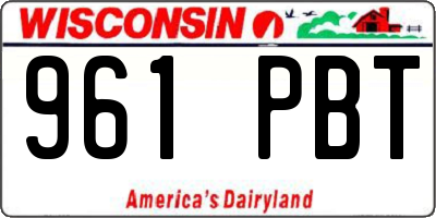 WI license plate 961PBT