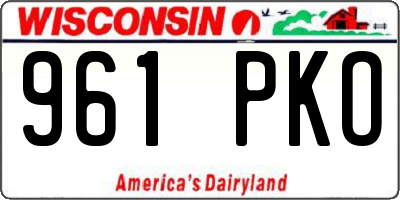 WI license plate 961PKO