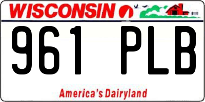 WI license plate 961PLB