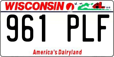 WI license plate 961PLF