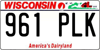 WI license plate 961PLK