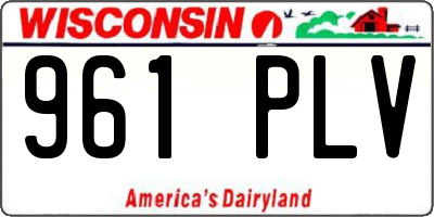 WI license plate 961PLV