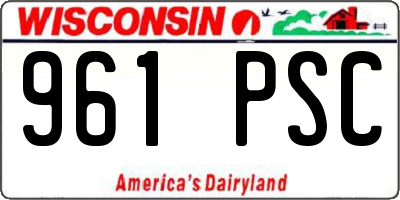 WI license plate 961PSC