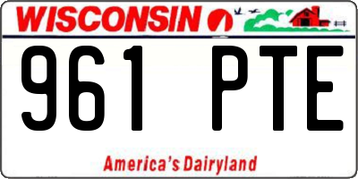 WI license plate 961PTE