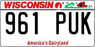 WI license plate 961PUK