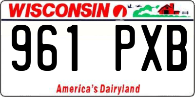 WI license plate 961PXB