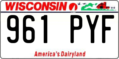WI license plate 961PYF