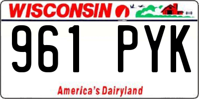 WI license plate 961PYK
