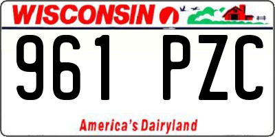 WI license plate 961PZC