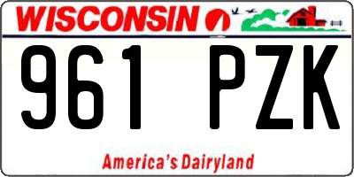 WI license plate 961PZK