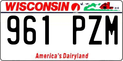WI license plate 961PZM