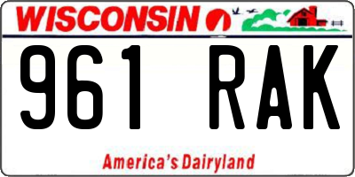WI license plate 961RAK