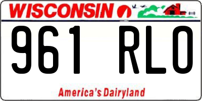WI license plate 961RLO
