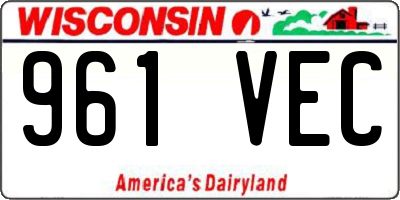 WI license plate 961VEC