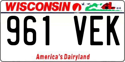 WI license plate 961VEK