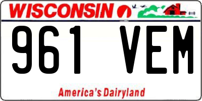 WI license plate 961VEM