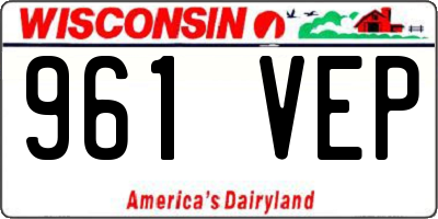 WI license plate 961VEP