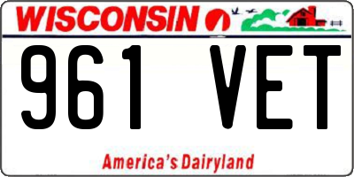 WI license plate 961VET