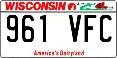 WI license plate 961VFC
