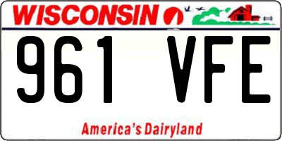 WI license plate 961VFE