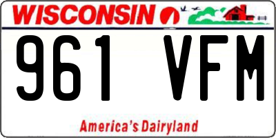 WI license plate 961VFM