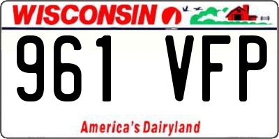 WI license plate 961VFP