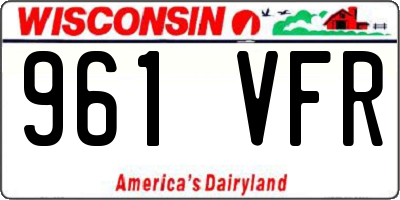 WI license plate 961VFR