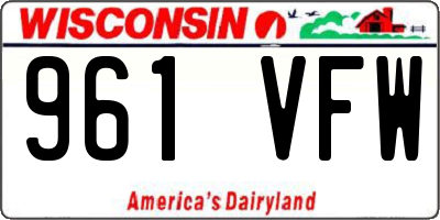 WI license plate 961VFW