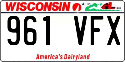 WI license plate 961VFX