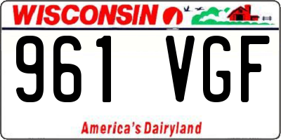 WI license plate 961VGF