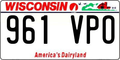 WI license plate 961VPO
