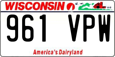 WI license plate 961VPW