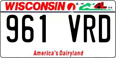 WI license plate 961VRD