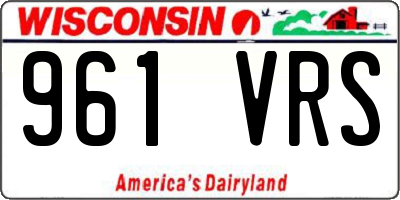 WI license plate 961VRS