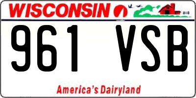 WI license plate 961VSB