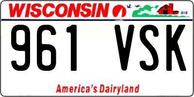 WI license plate 961VSK
