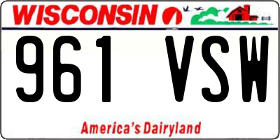 WI license plate 961VSW