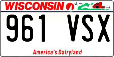 WI license plate 961VSX