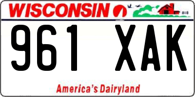 WI license plate 961XAK