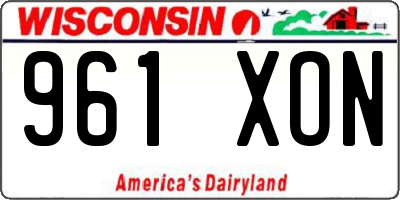 WI license plate 961XON