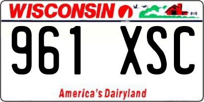 WI license plate 961XSC