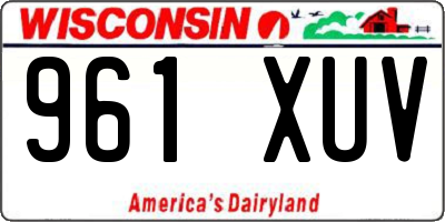 WI license plate 961XUV