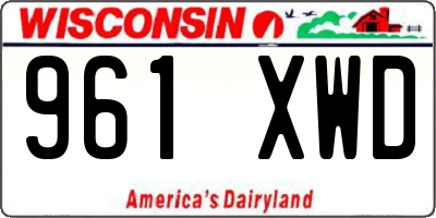 WI license plate 961XWD