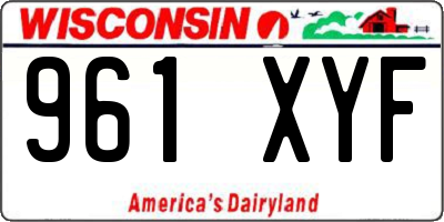 WI license plate 961XYF