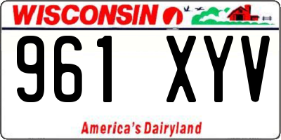 WI license plate 961XYV