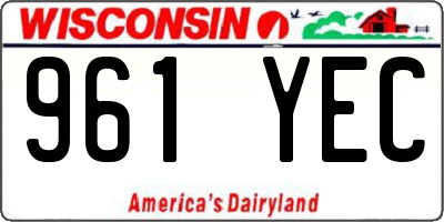 WI license plate 961YEC