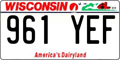 WI license plate 961YEF